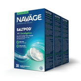 Navage Eucalyptus SaltPod emballage prêt à l’emploi pour démarrer le rinçage nasal.