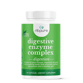 nbpure Complexe Digestif Vegan, flacon de gélules sur plan de travail, soutien digestif après repas copieux.