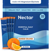 Nectar Calm: bouteille ouverte montrant le mélange relaxant sans sucre.