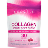 NeoCell Collagen Beauté gommes molles fruit punch sur sachet, hydratation et éclat de peau.
