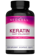 NeoCell Keratin en bouteille, soutien potentiel cheveux forts et peau éclatante.