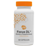Capsules NeuroScience Focus DL dans une bouteille, soutien à la concentration durable.