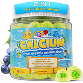 NEVISS Calcium Gummies pour enfants, flacon visible, soutien quotidien des os et des dents