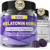 NEVISS gommes mélatonine 60 mg – bouteille prête pour routine nocturne.
