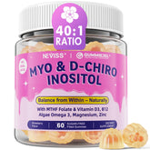 Gummies Neviss Myo-Inositol sur bouteille – soutien potentiel à l équilibre hormonal.
