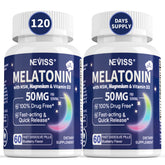 NEVISS Mélatonine 50 mg en bouteille pour une routine nocturne pratique.
