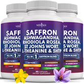 NEW AGE safran-ashwagandha, flacon de capsules pour le bien-être potentiel
