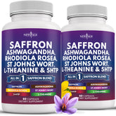 NEW AGE: bouteille de capsules de safran 60, pratique pour la routine quotidienne.