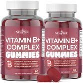 NEW AGE Gommes Complexes de Vitamine B – emballage USA, pratique pour la routine quotidienne.