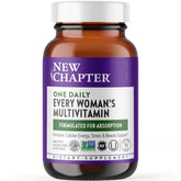 New Chapter multivitamine pour femmes – bouteille ouverte, énergie douce et immunité potentielle.