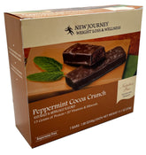 Barre New Journey Menthe Chocolat Croquant présentée sur assiette, collation rafraîchissante.