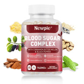 Newpie Blood Sugar Complex – Bouteille et capsules faciles à avaler pour le quotidien.