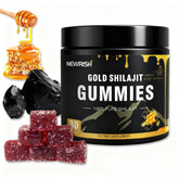 Gommes Newrish Shilajit au miel Manuka, portions individuelles pratiques pour déplacement.