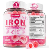 Gommes Nextdia fer-bisglycinate 26 mg en bouteille, absorption améliorée et digestion douce.