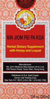 Nin Jiom Pei Pa Koa, bouteille 300 ml miel nefle du Japon, pour le confort de gorge.