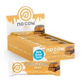 Barre No Cow protéine végan – emballage visible, collation pratique avant l’entraînement.