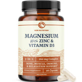 Nobi Nutrition Magnesium Zinc D3, bouteille pour soutien musculaire potentiel