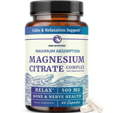Nobi Nutrition Magnésium Citrate 500 mg en bouteille, haute absorption.