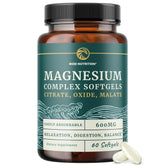 Nobi Nutrition Triple Magnesium Softgels flacon sur table, soutien potentiel à la digestion