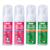 NOHOO dentifrice mousse sans fluor fraise, texture douce pour l'apprentissage du brossage.