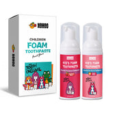 NOHOO pâte dentifaire mousse sans fluor pour enfants, format 60 ml, saveurs fraise et pêche.