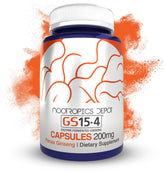 Nootropics Depot GS15-4 Panax Ginseng, bouteille: soutien potentiel au stress quotidien.