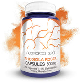 Nootropics Depot Rhodiola Rosea, capsule en bouteille soutenant potentiellement l énergie