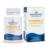 Bouteille Nordic Naturals Vitamine A et caroténoïdes prête pour la routine quotidienne.