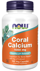 Now Foods Coral Calcium 1000 mg, boîte de capsules, soutien potentiel des os au quotidien.