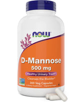 NOW Foods D-Mannose 500 mg, gélules vegan pour le soutien des voies urinaires.