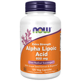 NOW Foods Acide Alpha-Lipoïque 600 mg en bouteille avec extrait de pépins de raisin et Bioperine