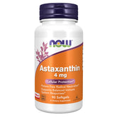 NOW Foods Astaxanthine 4 mg, bouteille de gelules, soutien potentiel à la protection cellulaire.