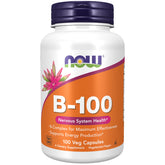 NOW Foods B-100 capsules visibles, soutien potentiel à l'énergie.