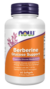 NOW Foods Berberine soutient le glucose avec huile MCT pour une absorption possible.