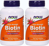 NOW Foods Biotin 10 mg, bouteille: soutien potentiel pour cheveux et ongles.