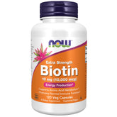 NOW Foods Biotine 10 mg gélules véganes pour énergie et métabolisme des acides aminés.