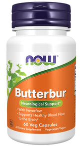 NOW Foods Butterbur, flacon avec gélules, soutien neurologique potentiel.
