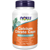NOW Foods calcium citrate en bouteille, forme facilement absorbée pour le soutien osseux.