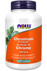NOW Foods Chromium Picolinate – bouteille, potentiel soutien au métabolisme des glucides.