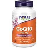 NOW Foods CoQ10 400 mg: bouteille montrant l'étiquette, soutien énergie.