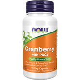 NOW Foods canneberge avec PACs, bouteille claire montrant le dosage journalier