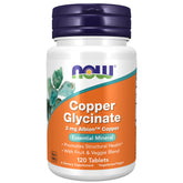 NOW Foods Cuivre Glycinate – flacon de tablettes, soutien potentiel au métabolisme énergétique