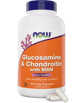 NOW Foods Glucosamine & Chondroitin avec MSM, bouteille de 300 capsules, soutien potentiel à la mobilité.