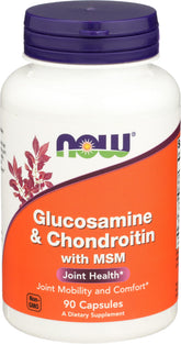 NOW Foods Glucosamine-Chondroitin-MSM – bouteille pratique et capsules faciles a prendre
