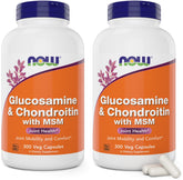 NOW Foods Glucosamine Chondroitin MSM ensemble de deux bouteilles pour un usage prolongé.