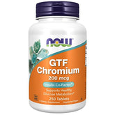 NOW Foods GTF Chromium comprimés dans une bouteille, soutien potentiel au métabolisme du glucose.
