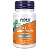 NOW Foods GTF Chromium comprimés dans une bouteille, potentiel soutien du métabolisme.