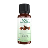 NOW Foods huile essentielle girofle bio – bouteille 1 oz, parfum chaleureux et réconfortant.
