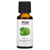 NOW Foods huile bergamote – bouteille utilisée pour l'aromathérapie relaxante.