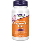 NOW Foods Acide hyaluronique 100 mg – bouteille montrant dosage quotidien potentiel pour les articulations.